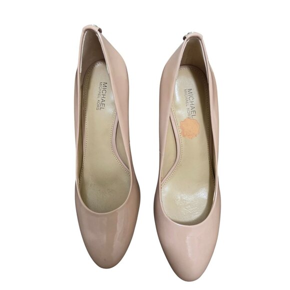 Michael Kors Nude Patent Leather Heels With Rhinestone Detail Size 6.5M - Picture 1 of 14